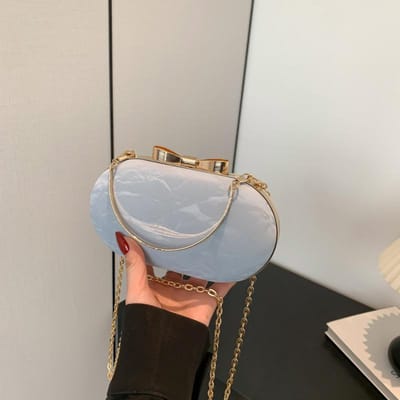 Nieuwe Stijl Diner Trendy Mode Modieus Gepersonaliseerde Ketting Handgedragen Eén Schouder Crossbody Dames Tas gray