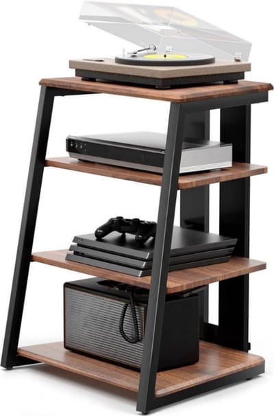 Platenspeler Meubel – Stand Platenspelerstandaard - Rustieke Platenopbergkasthouder - Draaitafelstandaard – 4 Treden – Max 50 Kg – Stevige Structuur
