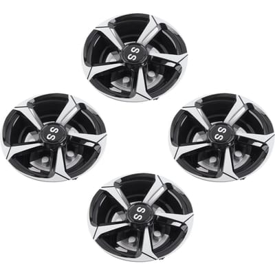 4 STUKS 8 inch Golfkar Wieldop Slagvast Universele Pasvorm Zilver Zwart Lichtgewicht Vervanging voor E‑Z‑GO black