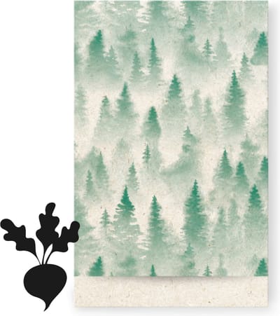 Cadeauzakjes inclusief cadeausticker voor kerst- Mooie inpakzakjes met mistig woud- Goudfolie cadeaustickers met rendieren- 12x19 cm- 10 zakjes en 10 grote stickers