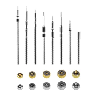Dailygoody - Horloge Reparatie Kit - Horloge Onderdelen - Koper en Roestvrij Staal - Horloge Kronen en Stem Extenders - Geschikt voor Diverse Horloges