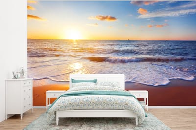 Behang - Fotobehang Strand - Zee - Zon - Horizon - Breedte 350 cm x hoogte 260 cm