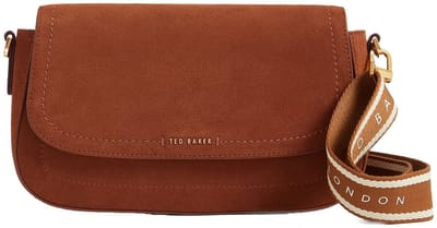 Ted Baker Leren schoudertas Shayne Webbing Suede Crossbody Bag Brown bruine