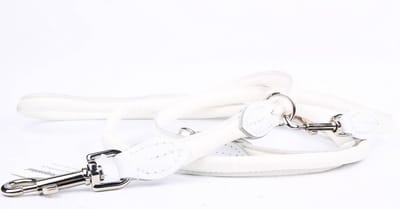 Dog's Companion - Leren Politielijn Hond, 220cm - Lengte: 220cm (12 mm), Kleur: Wit - Verstelbaar op 130-170-210 cm