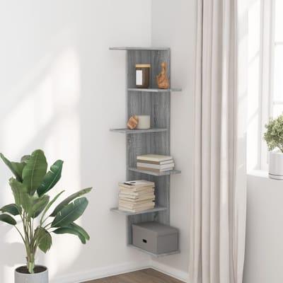 vidaXL - Hoekwandschap - 36,5x36,5x140 - cm - bewerkt - hout - grijs - sonoma - eiken