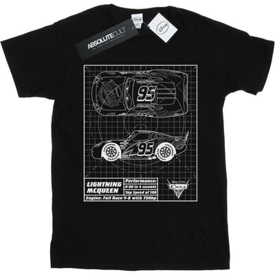 Disney Dames/Dames Cars Lightning McQueen Blueprint Katoenen Vriendje T-shirt (Zwart)