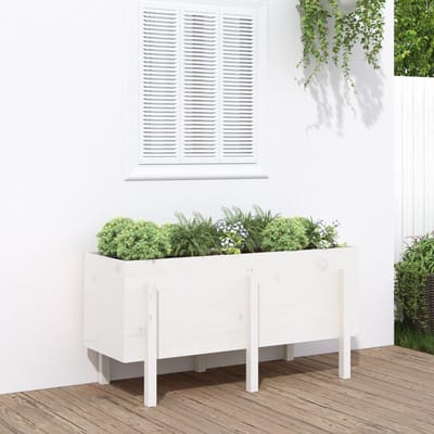 vidaXL - Plantenbak - verhoogd - 121x50x57 - cm - massief - grenenhout - wit