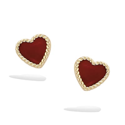 CHIVAL Oorbellen 18K Goud Vergulde "Heart Wrap Red" – Tijdloos, Hypoallergeen, Luxe, Elegant, Romantiek, Rood, Hart, Cadeau voor Haar, Sieraad, Geschenkverpakking, Liefde