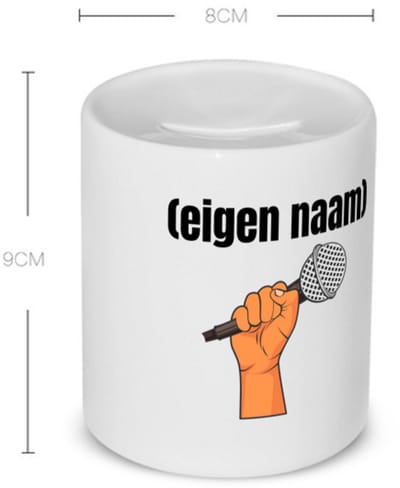 Akyol - microfoon met hand met eigen naam Spaarpot - Microfoon - muziek liefhebbers - iemand die houdt van muziek - verjaardag - cadeau - kado - 350 ML inhoud