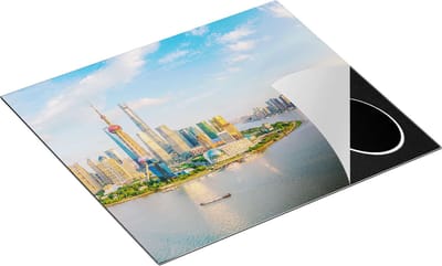 Chefcare Inductie Beschermer Skyline Shanghai Stad in China - 60x50 cm - Afdekplaat Inductie - Kookplaat Beschermer - Inductie Mat