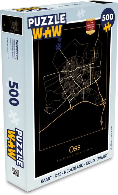 Puzzel Kaart - Oss - Nederland - Goud - Zwart - Legpuzzel - Puzzel 500 stukjes