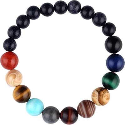 Bixorp Stars Natuursteen Armband van het Zonnestelsel met alle Planeten - Edelstenen Chakra Armband - Edelsteen Kralenarmband - 20cm