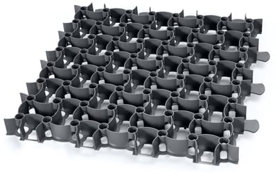Garronda Grindmat berijdbaar 1 stuk (0,25 m²) 50x50x4 cm kunststof – parkeerrooster, grindstabilisatie, drainagesysteem, kliksysteem GD-GAR-17001 zwart