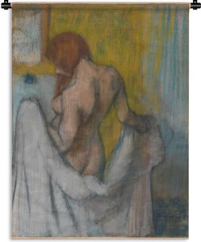 Wandkleed Edgar Degas - Woman with a Towel - Schilderij van Edgar Degas Wandkleed katoen 60x80 cm - Wandtapijt met foto
