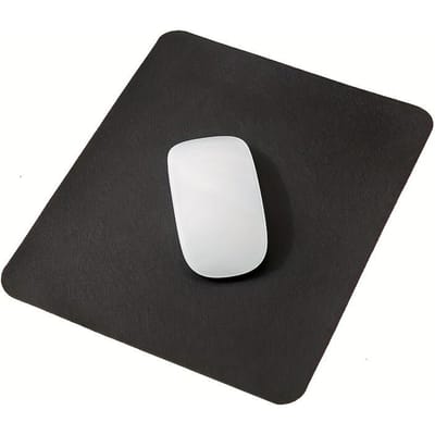 Petit tapis de souris en PU antidérapant pour ordinateur de bureau, tapis de souris en cuir, imperméable, anti-rayures, facile à nettoyer, pour PC, ordinateur portable, bureau 19x23cm noir