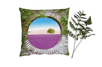 Sierkussens - Kussentjes Woonkamer - 40x40 cm - Lavendel - Doorkijk - Bloemen - Zomer