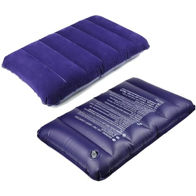 Oreiller gonflable de Camping, oreiller de voyage carré en tissu floqué en PVC, oreiller d'air pour Camping et randonnée violet