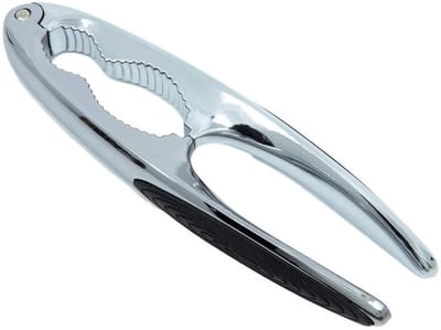 Duurzame metalen notenkraker met rubberen handgrepen, antislip schaalkraker voor zeevruchten en noten