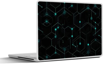 Laptop sticker - 17.3 inch - Gaming - Netwerk - Blauw - Punten - Patroon - 40x30cm - Laptopstickers - Laptop skin - Cover