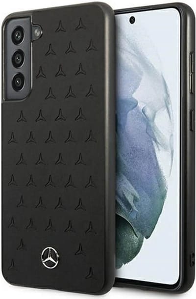 Mercedes-Benz Stars Leather Back Case - Geschikt voor Samsung Galaxy S21 FE (G990) - Zwart