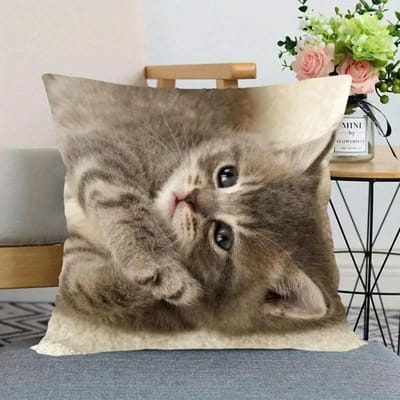 Schattige Kittens Patronen kussenhoes met korte pluche print voor woonkamer bankdecoratie kussenhoes kussenhoezen 45x45cm