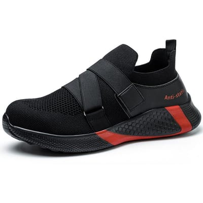 Chaussures d'assurance travail Velcro Résistantes à l'usure, Résistantes à la saleté, Anti-écrasement, Anti-perforation, Désodorisantes, Chaussures de sécurité protectrices pour chantier 43 noir