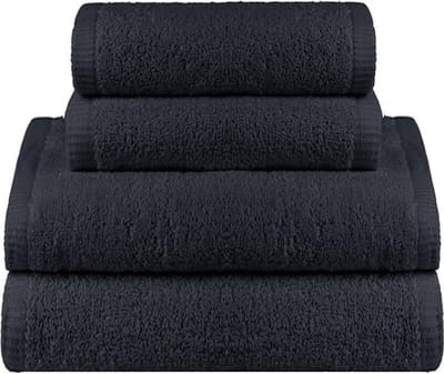 WillieJan Badhanddoeken set – Badstof – Zwart – 2 stuks 50 x 100 en 2 stuks 70 x 140