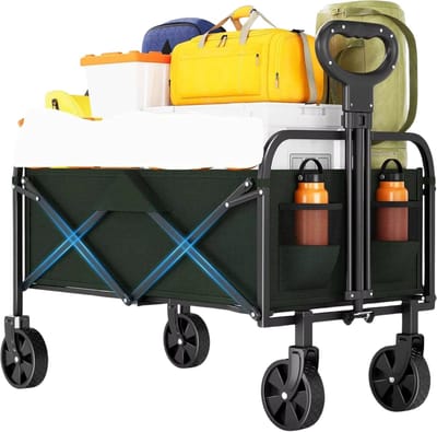 50L Tuinwagen - Voor Camping, Strand & Outdoor - Lichtgewicht Draagbare Trolley - Opvouwbare Utility Cart - groen
