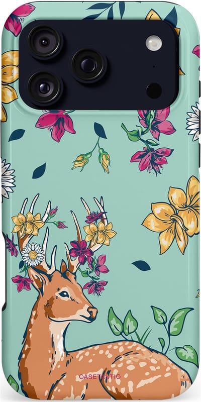 Casetastic hoesje geschikt voor Apple iPhone 17 Pro Max - MagSafe - Dubbellaagse bescherming - Bloemenbronst - Fashion Case - Mintgroen Beige Zilver Perzik