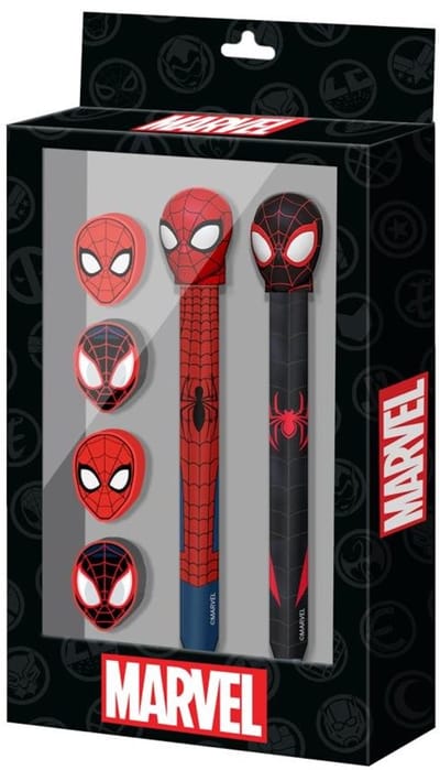 Karactermania - Marvel Spiderman - Pack van Uitwisbare Gelpen - Potlood - 4 Gommen - Rood