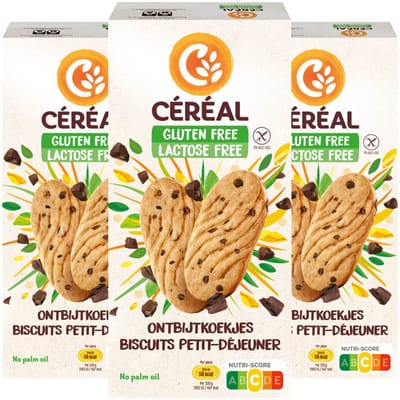Céréal Ontbijtkoekjes Glutenvrij en Lactosevrij - 3 x 200 gr - Voordeelverpakking