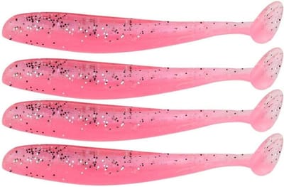 20 Stuks Zachte Vissen Aas 7,5 cm/2g Plastic T Staart Kunstworm Swimbait voor Baars, Forel en Zander Visaccessoires (Roze)