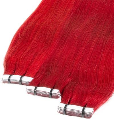 hair2heart Premium Tape Extensions Echt haar glad - 10 tapes 2,5 g 50 cm 0/44 intensief rood
