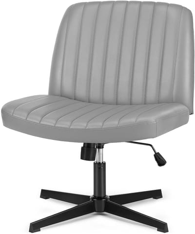 Bureaustoel Verstelbaar 40–50 cm – Kruisvoet Stoel Zonder Wielen en Armleuningen – PU Leren Ergonomische Vrijetijdsstoel met Schuimvulling – 136 kg Draagvermogen