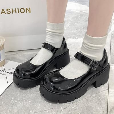 Chaussures Lolita Femmes Chaussures Mary Jane Japonaises Femmes Filles Étudiantes Uniforme JK Talons Hauts Chaussures à Plateforme Cosplay Grande Taille 35 white