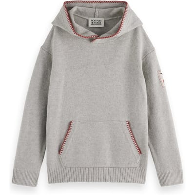 Scotch & Soda Boy Relaxed-fit Embroidered Knitted Hoodie Grey Melange Taglia: 4 | Maglioni Outlet | kids | Grigio