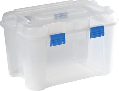 Curver 243696 Opbergbox TOTEM Box 60L, transparent / blau Stapelbaar Transparant, Blauw 1 stuk(s)