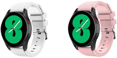 Strap-it set van 2 Siliconen bandjes Roze & Wit – geschikt voor Samsung Galaxy Watch 7 (40/44mm) / 6 (Classic) / 5 (Pro) / 4 (Classic) / FE – comfortabel & duurzaam - zweetbestendig horlogeband
