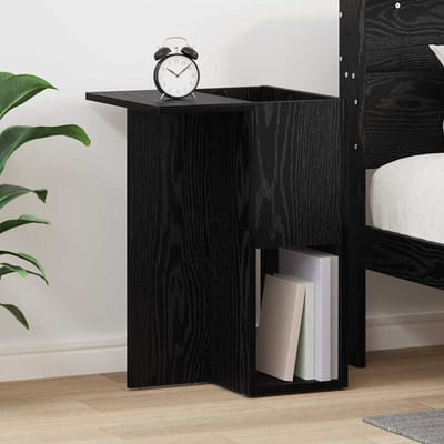 vidaXL - Bijzettafel - Zwart - Eiken - 35 - x - 40 - x - 55 - cm - Bewerkt - hout