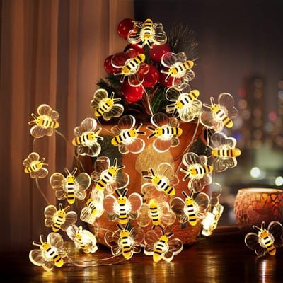 Crrynuo 1 Stuk Bijen Sfeerverlichting - 3 Meter Met 30 LED Lampjes - Batterij Gesteund - Transparante PVC - Decoratie Voor Slaapkamer & Feesten