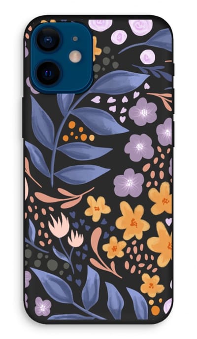 Case Company® - Hoesje geschikt voor iPhone 12 mini hoesje - Flowers with blue leaves - Biologisch Afbreekbaar Telefoonhoesje - Bescherming alle Kanten en Schermrand