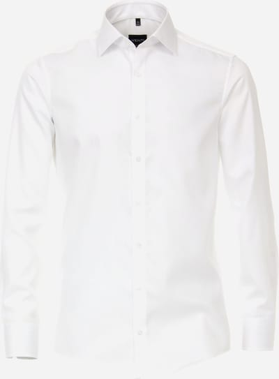 VENTI modern fit overhemd - mouwlengte 72 cm - twill - wit - Strijkvriendelijk - Boordmaat: 47