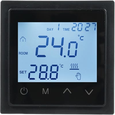 Intelligente digitale displaythermostaat 16A vloerverwarmingstemperatuurregelaar met LED-aanraakscherm zwart