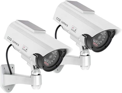 Set van 2 Buiten & Binnen Dummy Camera's met Zonnepaneel LED en Muurbeugel