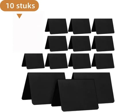 Set van 10 mini krijtbordjes - Uitwisbaar en beschrijfbaar - Geschikt voor tafeldecoratie op bruiloften en feesten - Tafeldecoratie - Kleine krijtbordjes - A-vormig - 10 x 7 cm