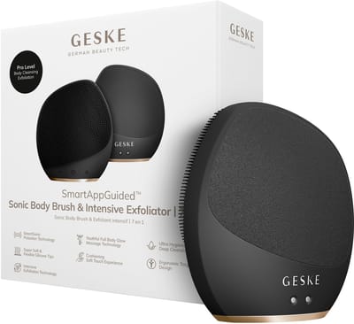 GESKE Sonic Body Brush & Intensive Exfoliator | 7 in 1 | Elektrische borstel voor het hele lichaam | Met SmartSonic-pulsaties | Diepe reiniging, exfoliatie en massage | Ruwe huidverwijderaar
