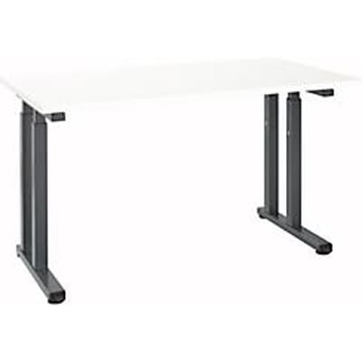 Bureauopstelling, rechthoekig, C-voet, B 1300 x D 650 x H 685-820 mm, wit/grafietgrijs