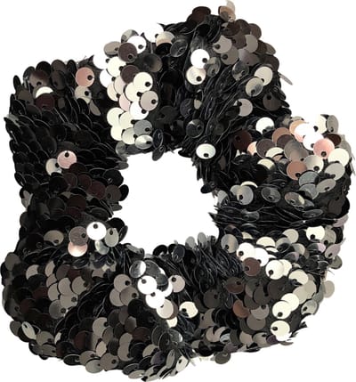 Scrunchie 1 stuks Pailletten Exclusief Feestelijk Kerst - haarelastiek haarwokkel scrunchies - zwarte pailletten - Kraagjeskopen.nl