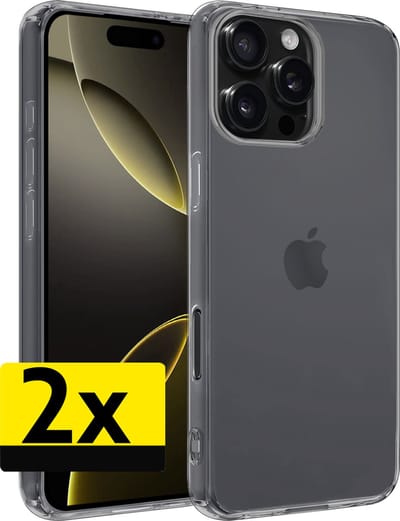 Hoesje - 2 Stuks - Geschikt voor Apple iPhone 16 Pro - Sterk & Shockproof - Case Siliconen - Back Cover - Telefoon Hoes - Telefoonhoesjes - Transparant