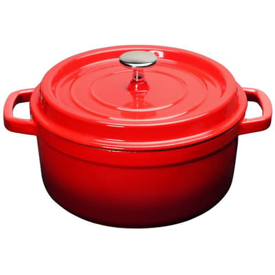 Geëmailleerde Soeppan IJzeren Pan met Deksel Dubbele Lus Handgreep Gietijzeren Pan voor Huishoudelijke Keuken Rood 24cm 22cm red